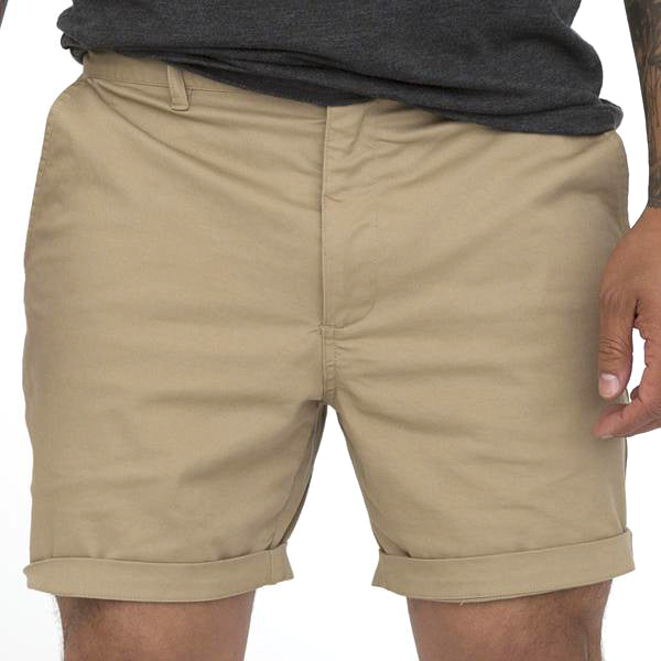 Khaki Cotton Stretch Twill Shorts - Made In USA