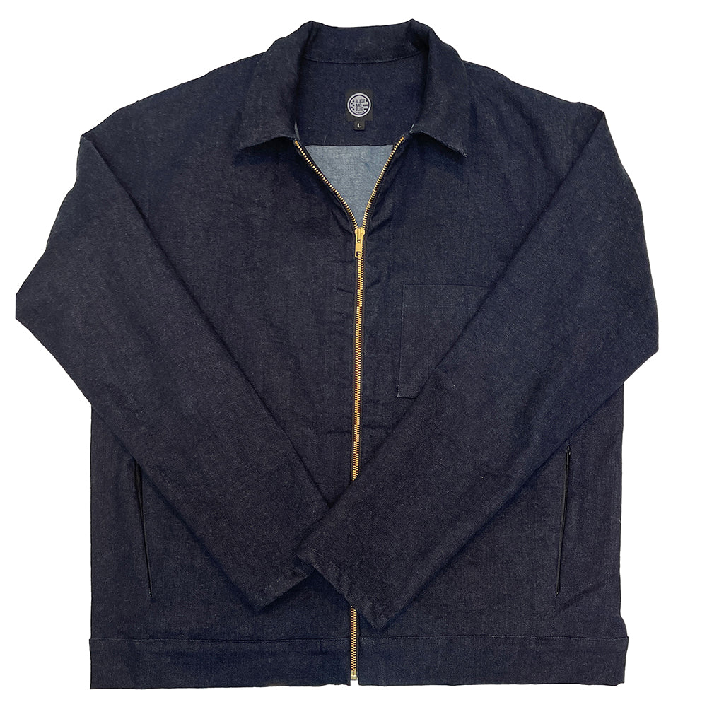 Indigo Blue Stretch Denim Zip Front Jacket - Made In USA
