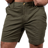 Dark Olive Cotton Stretch Twill Shorts - Made in USA