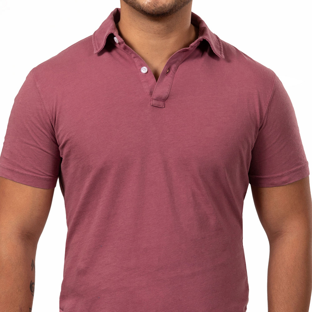 60% OFF AFTER CODE NEWFALL: Washed Burgundy Cotton Jersey Polo