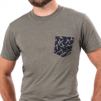 Japanese Indigo Sticks Print Pocket Tee