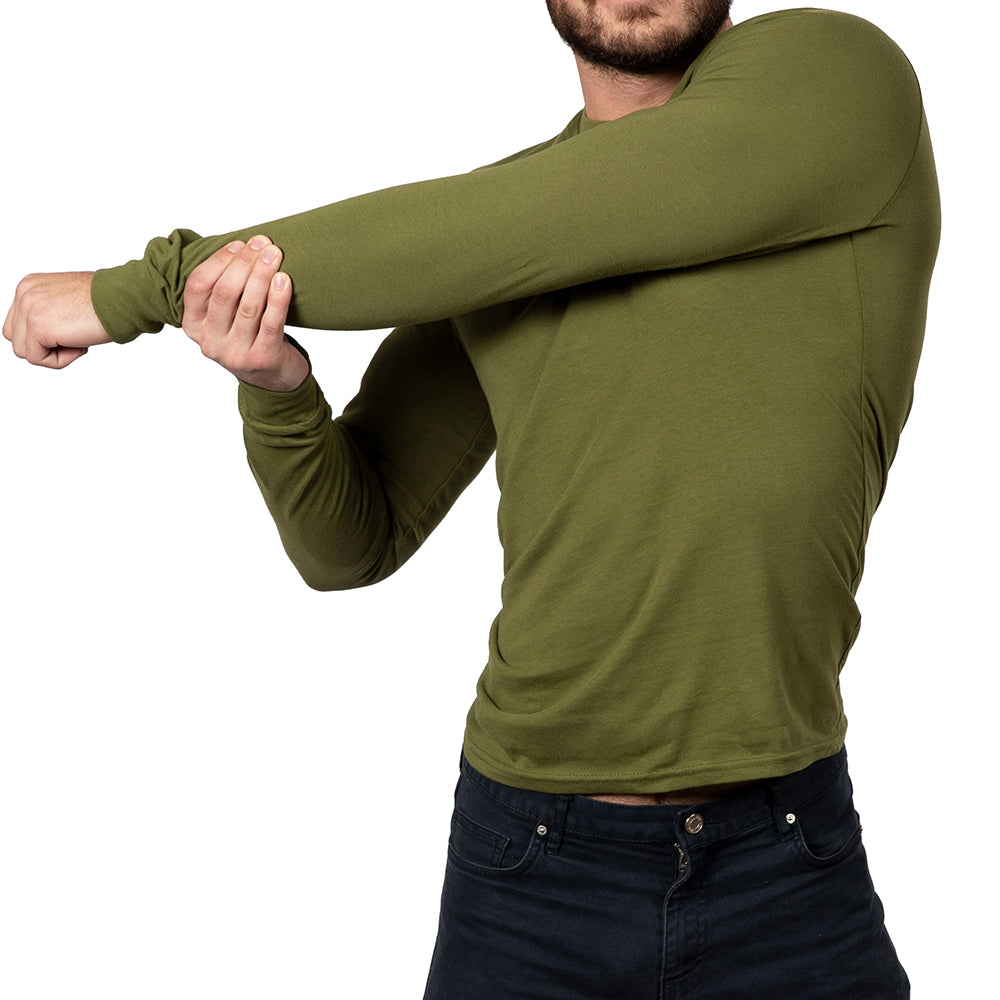 Organic Cotton Olive Green Long Sleeve Tee - Made in USA