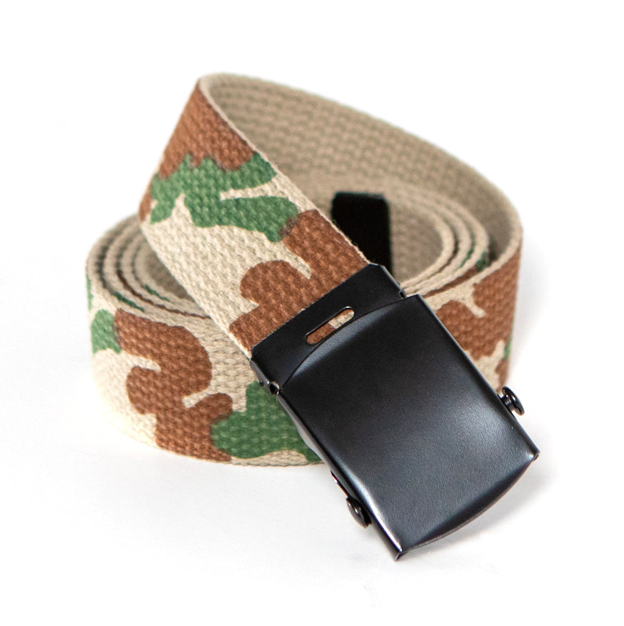 Camouflage Cotton Web Military Belt - Made In USA