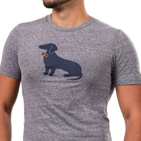 Grey Heather Tri-Blend Dachshund Tee - Made In USA