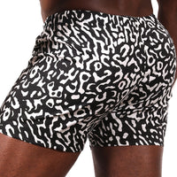 "LUCIEN" - Black & White Animal Print Slim-Cut Boxer Short -  Made In USA