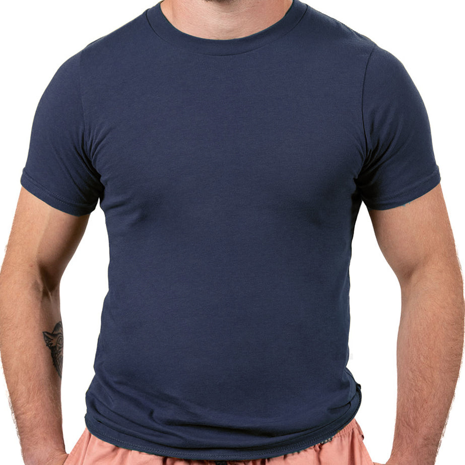 True Navy Blue Cotton Classic Short Sleeve Tee - Made In USA