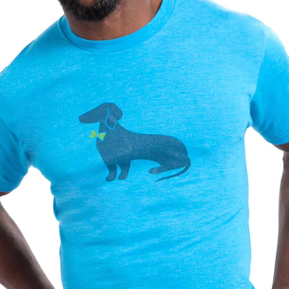 Bright Aqua Blue Heather Classic Seated Dachshund Tee
