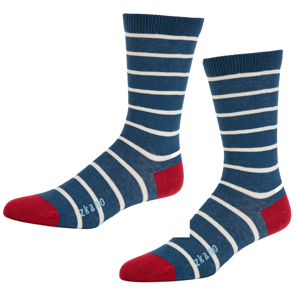 Navy Blue & White Even Stripe Socks