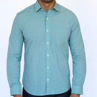 Green, Blue & White Micro Check Shirt - Matts