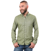 "McCOY" - Olive Melange Brushed Cotton Shirt - Made In USA