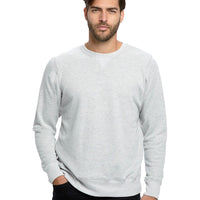 White Heather French Terry Varsity Crewneck Sweatshirt - Made in USA