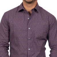 "FRANZ" - Purple Geometric Floral Traditional Japanese Print Shirt - Made In USA