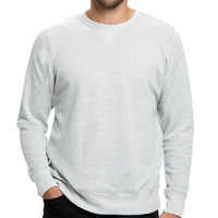 White Heather French Terry Varsity Crewneck Sweatshirt - Made in USA