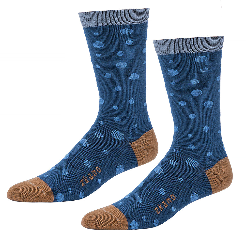 Tonal Blue Polka Dots with Camel Accent Socks
