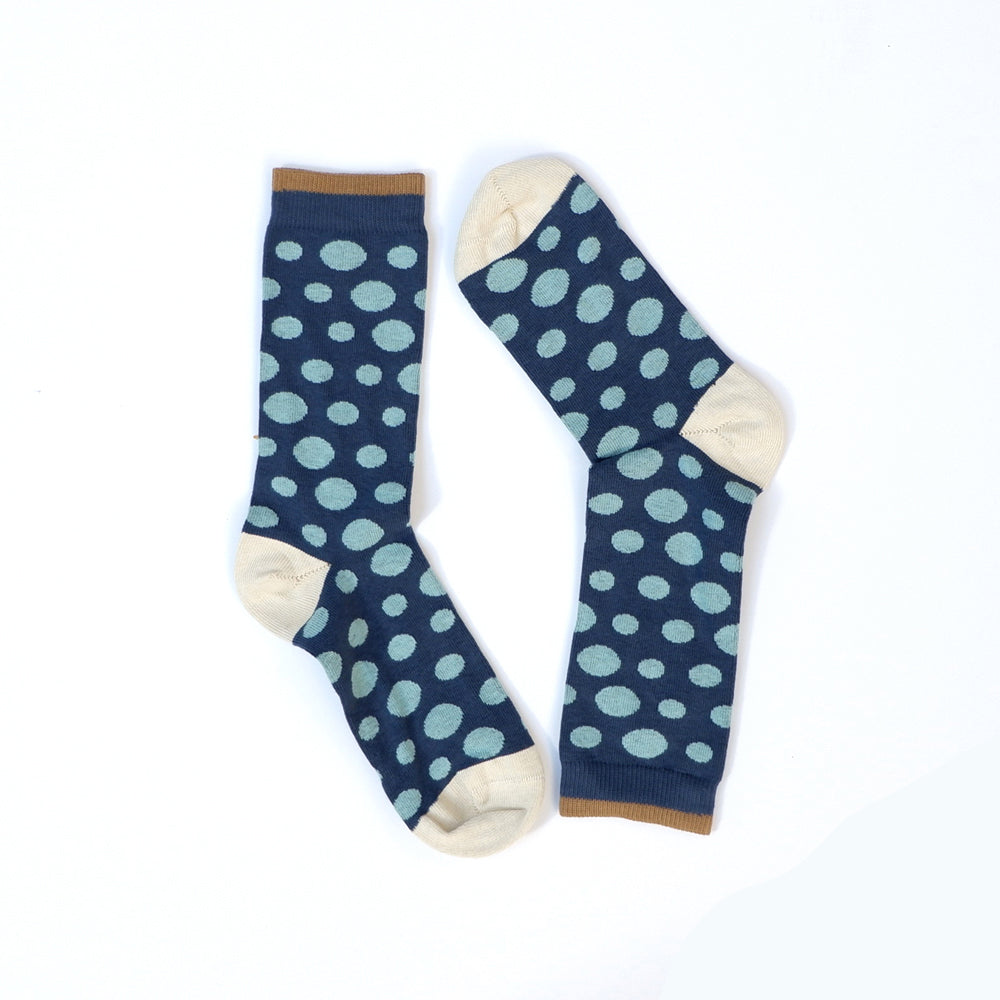 Navy Blue with Mint Polka Dots Socks