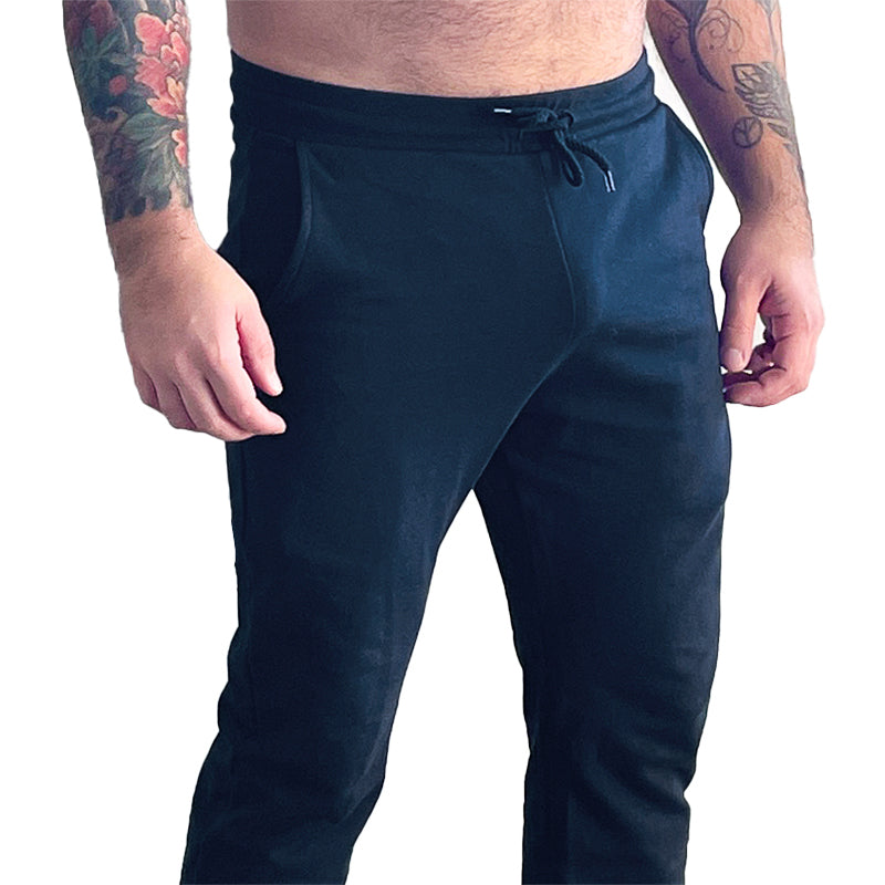 Organic Cotton Solid Navy Blue Jogger Sweatpants - Made in USA