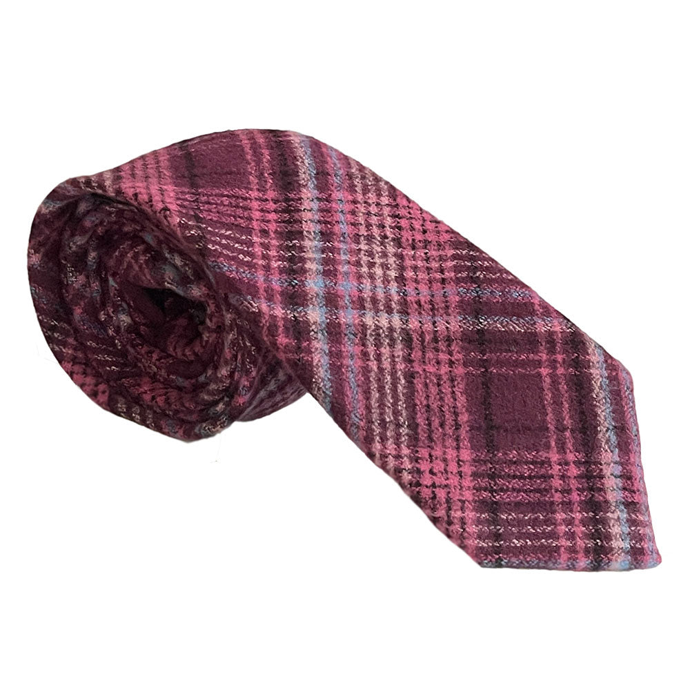 Tonal Purple Cotton Flannel Plaid Tie - Made In USA