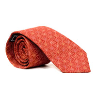 Red Geometric Floral Print Cotton Tie
