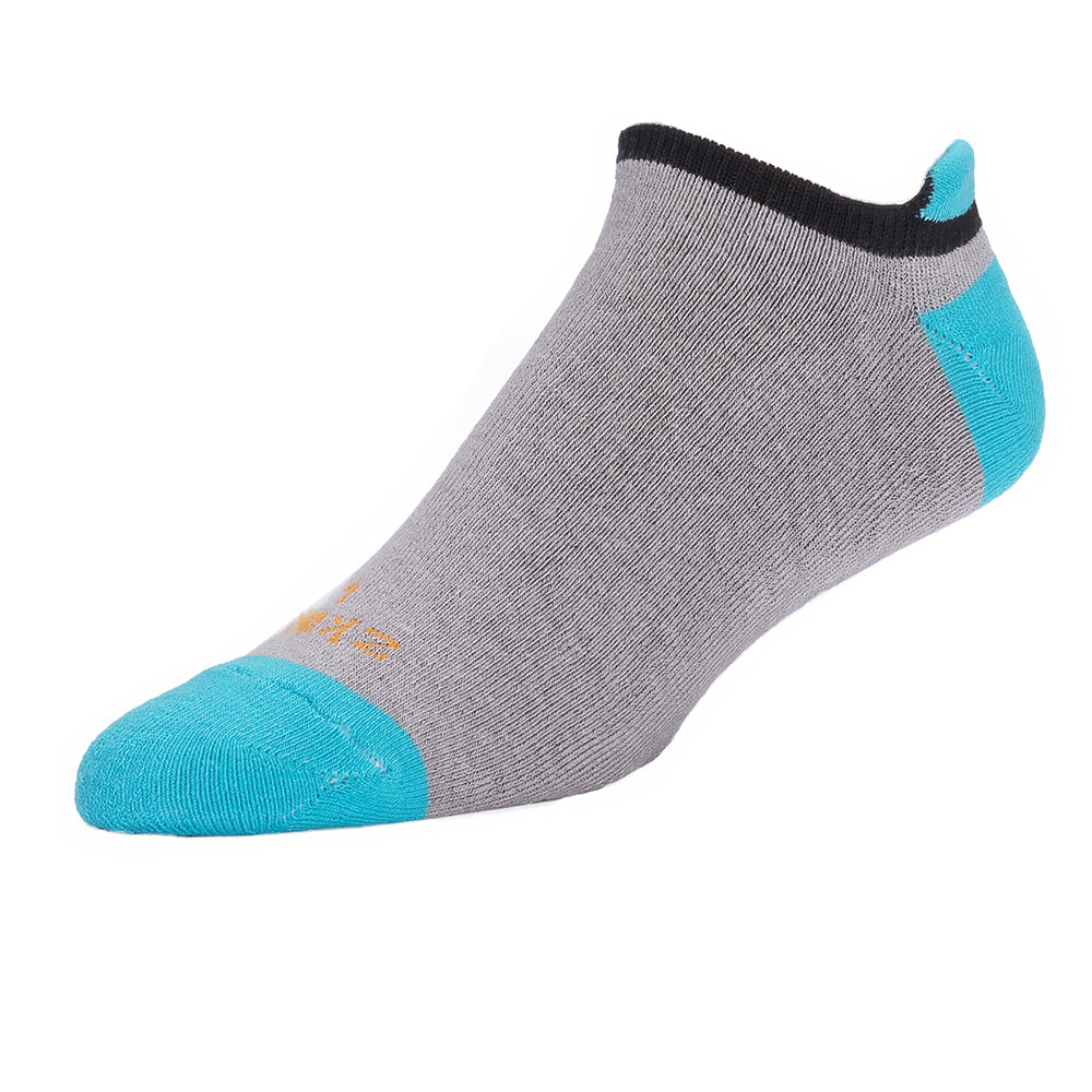 Grey, Black & Aqua No-Show Ped Socks
