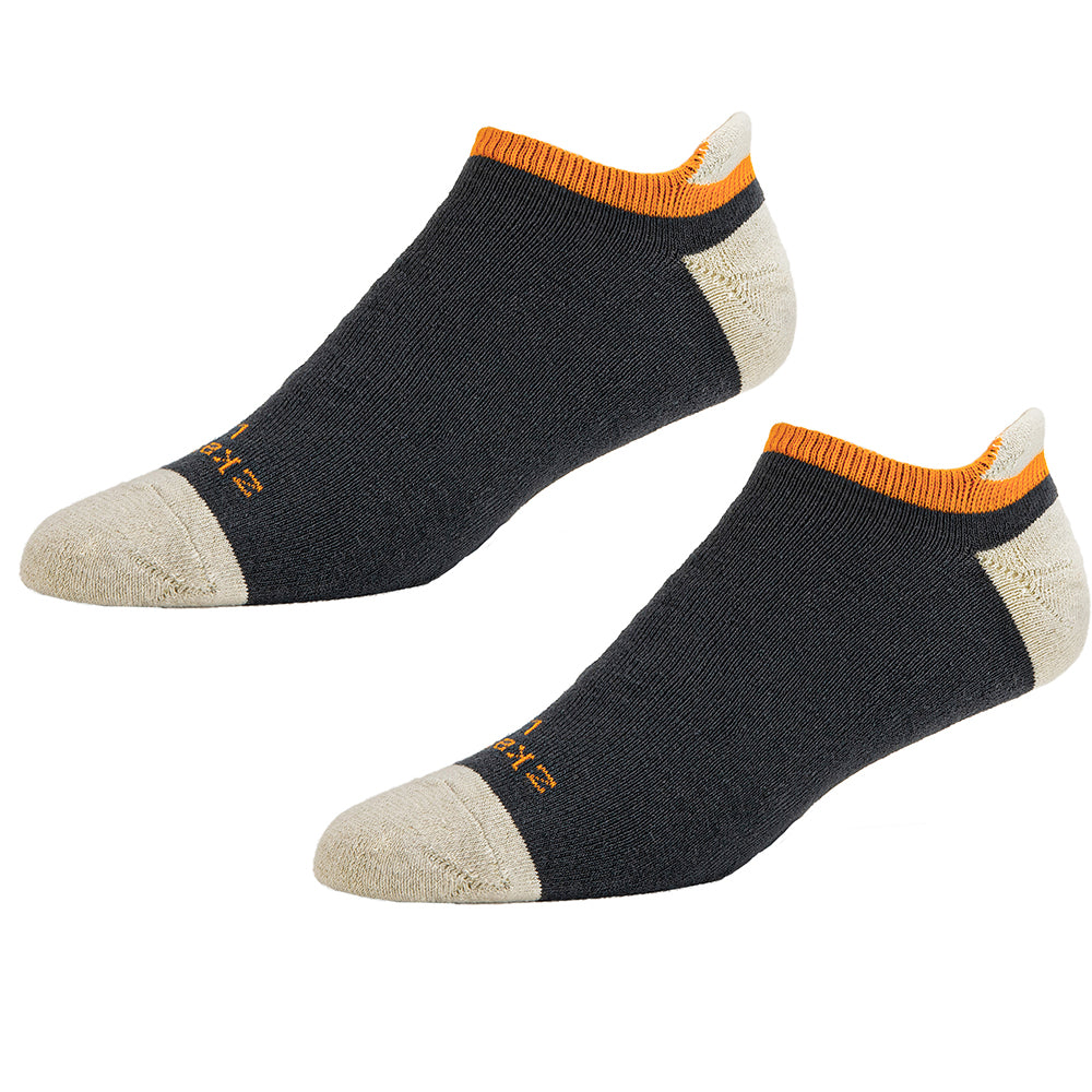 OMG He is back! Charcoal Grey, Natural & Orange Accent No-Show Ped Socks