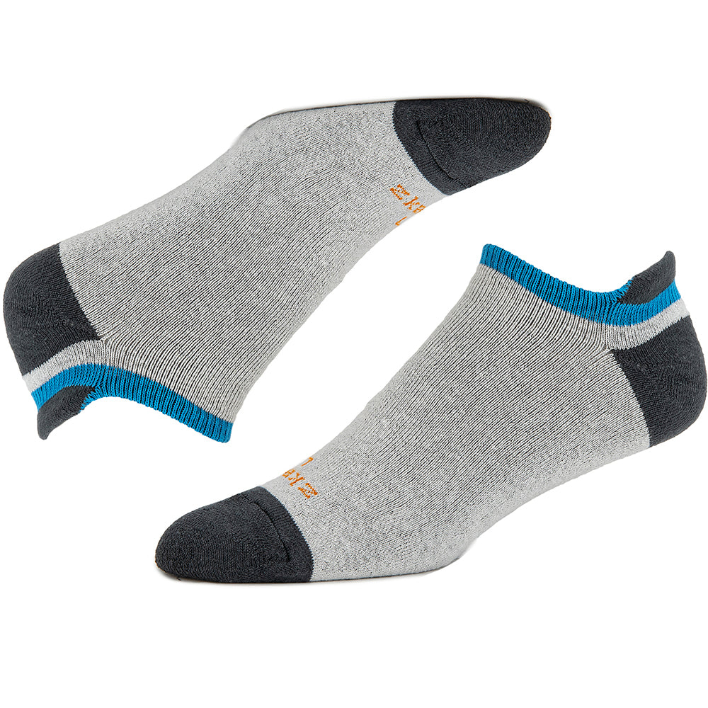 OOH New COLOR! Heather Grey, Charcoal & Aqua Accent No-Show Ped Socks