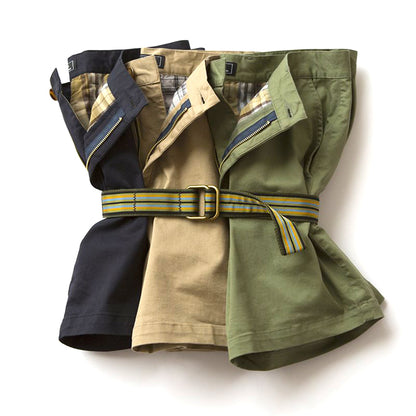 Khaki Cotton Stretch Twill Shorts - Made In USA