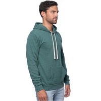 Forest Pine Green Heather Marled Popover Hooded Tri-Blend Fleece Sweatshirt - Made in USA