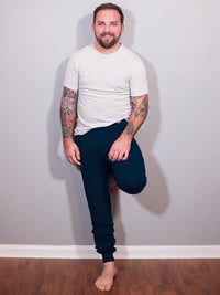 Organic Cotton Solid Navy Blue Jogger Sweatpants - Made in USA