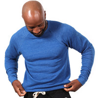 Royal Blue Marled Raglan Sleeve Crewneck Sweatshirt - Made in USA