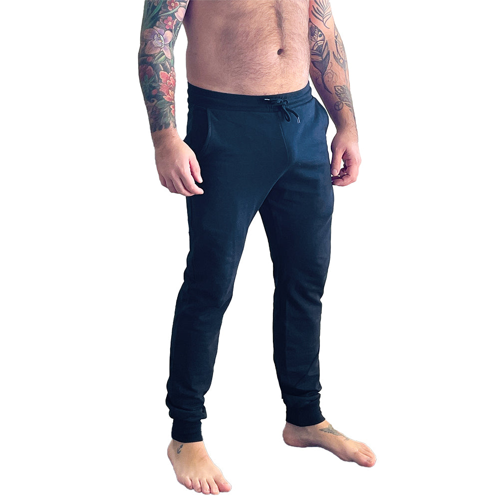 Organic Cotton Solid Navy Blue Jogger Sweatpants - Made in USA